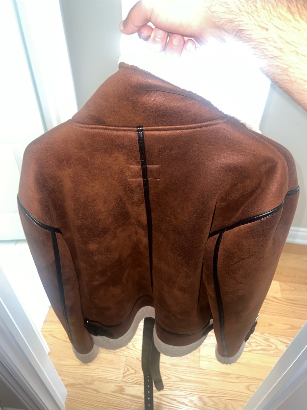 Men's Brown Shearling-Lined Aviator Jacket
